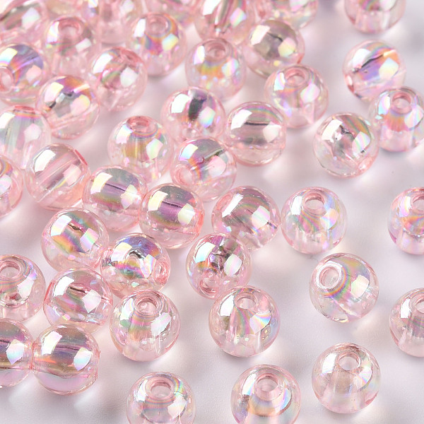 

PandaHall Transparent Acrylic Beads, AB Color Plated, Round, Pink, 8x7mm, Hole: 2mm, about 1745pcs/500g Acrylic Round Pink