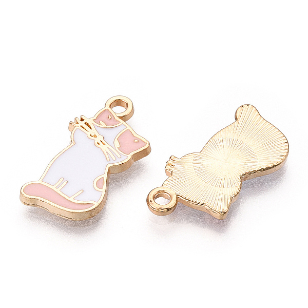 

PandaHall Alloy Enamel Pendants, Cadmium Free & Nickel Free & Lead Free, Light Gold, Cat, Pink, 21x11.5x2mm, Hole: 2mm Alloy+Enamel Cat...