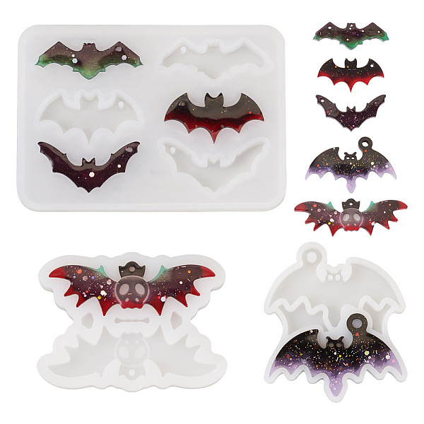 

PandaHall 3Pcs 3 Styles DIY Bat Pendants Silhouette Silicone Molds, Resin Casting Molds, for UV Resin, Epoxy Resin Jewelry Making..., White