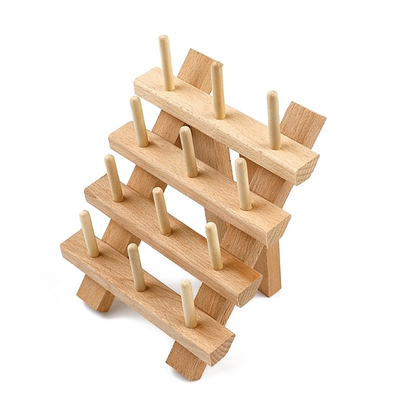 

PandaHall 12-Spool 4-Tier Wooden Thread Holder, Sewing Embroidery Thread Rack, Floss Organizer, Beige, 173x125x45mm Wood Trapezoid Yellow