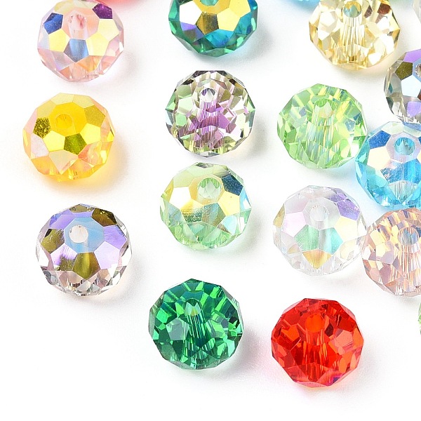 

PandaHall Faceted Transparent Glass Beads, AB Color Plated, Rondelle, Mixed Color, 8x6mm, Hole: 1.5mm Glass Rondelle Multicolor