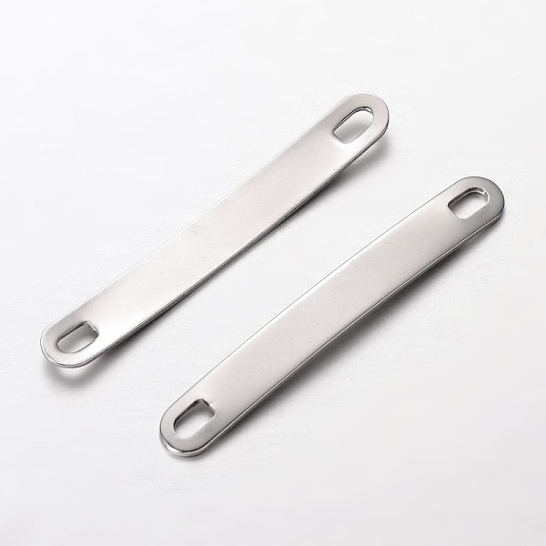 

PandaHall 304 Stainless Steel Links connectors, Rectangle, Stainless Steel Color, 49x6x1mm, Hole: 2.5x4.5mm 304 Stainless Steel Rectangle