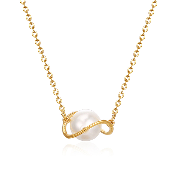 

PandaHall Pearl Pendant Necklaces, Stainless Steel Cable Chain Necklace for Women Stainless Steel