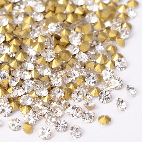 

PandaHall Back Plated Grade A Diamond Glass Pointed Rhinestone, Crystal, 2.7~2.8mm, about 1440pcs/bag Glass Rhinestone Diamond Clear