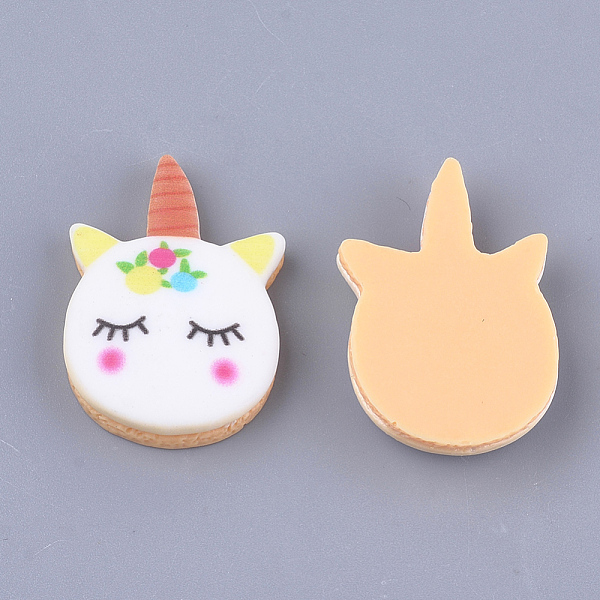 

PandaHall Resin Cabochons, Unicorn, Colorful, 32x22x6mm Resin Unicorn