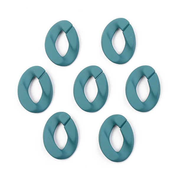 

PandaHall Opaque Spray Painted Acrylic Linking Rings, Quick Link Connectors, for Curb Chains Making, Unwelded, Twist, Teal, 39.5x29.5x7.5mm..., Cyan