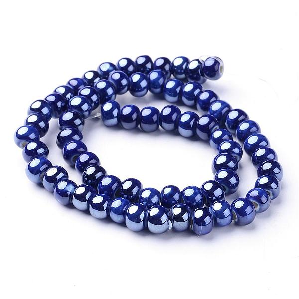 

PandaHall Handmade Porcelain Beads, Bright Glazed Porcelain, Rondelle, Marine Blue, 7x5mm, Hole: 2mm, about 65pcs/strand, 13.3 inch...
