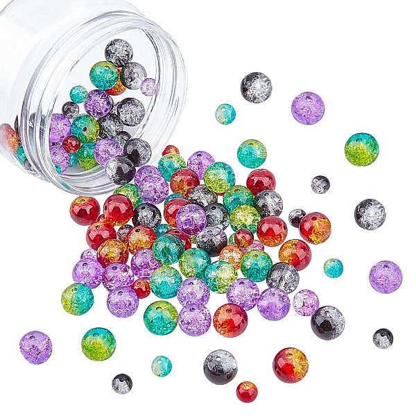 

PandaHall Spray Painted Crackle Glass Beads Strands, Round, Two Tone, Mixed Color, 6~10mm, Hole: 1.3~1.6mm, 400pcs/set Glass Round..., Multicolor