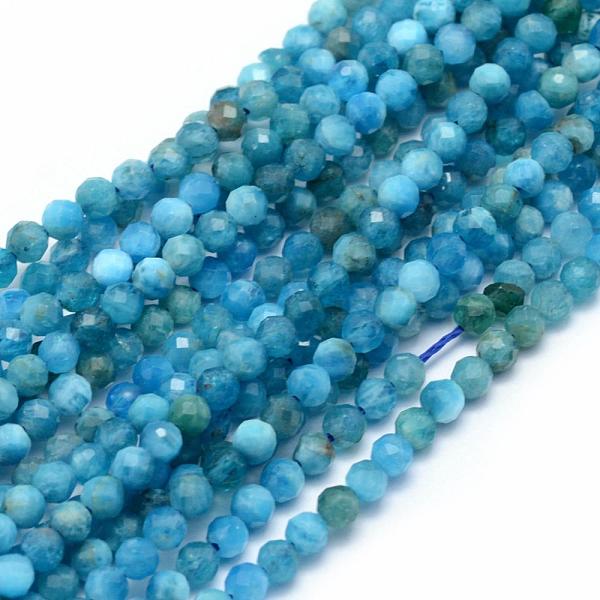 

PandaHall Natural Apatite Beads Strands, Faceted, Round, 3mm, Hole: 0.5mm, about 113pcs/strand, 15.35 inch(39cm) Apatite Round