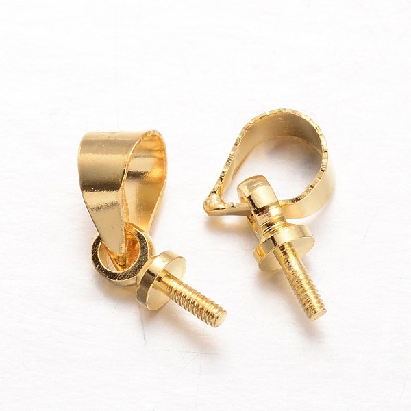 

PandaHall Brass Peg Bails Pendants, For Half Drilled Beads, Golden, 11x4.5x3mm, Hole: 4x3.5mm, Pin: 1mm Brass