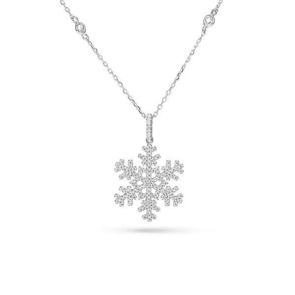 TinySand Christmas 925 Sterling Silber Zirkonia Schneeflocke Anhänger Halskette