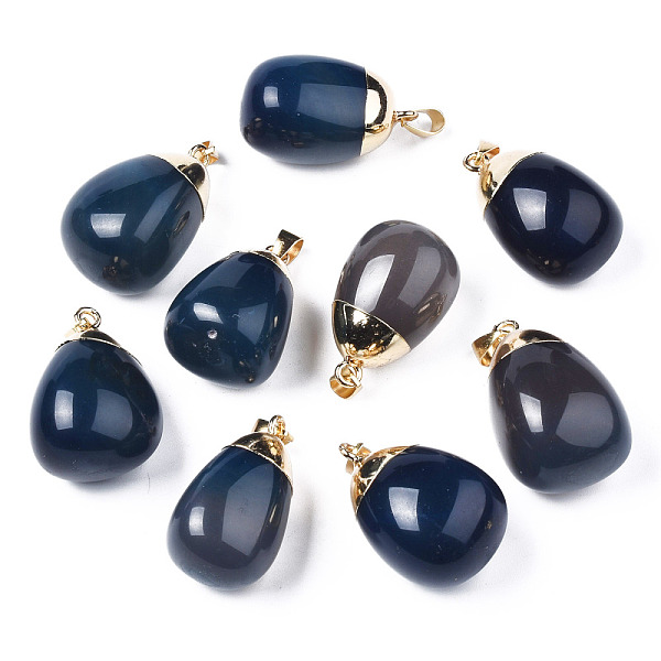 

PandaHall Natural Agate Pendants, with Brass Findings and Iron Pinch Bail, Trapezoid, 32~35x18.5~21.5x19.5~22mm, Hole: 4x6mm Natural Agate...
