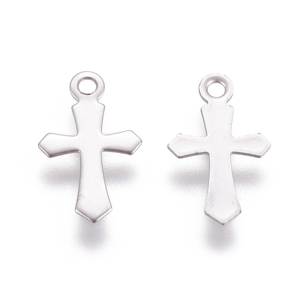 

PandaHall 316 Surgical Stainless Steel Tiny Cross Charms, Stainless Steel Color, 11.5x7x0.5mm, Hole: 1mm 316 Surgical Stainless Steel Cross