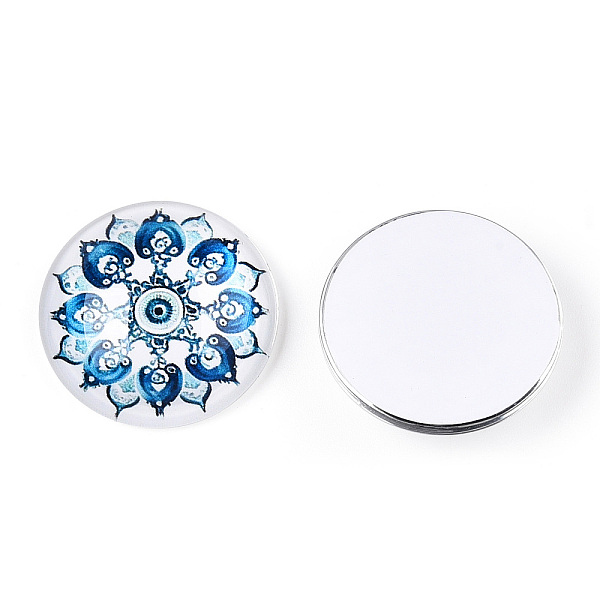 

PandaHall Glass Cabochons, Half Round with Kaleidoscope Pattern, Colorful, 25x7.5mm Glass Half Round Multicolor