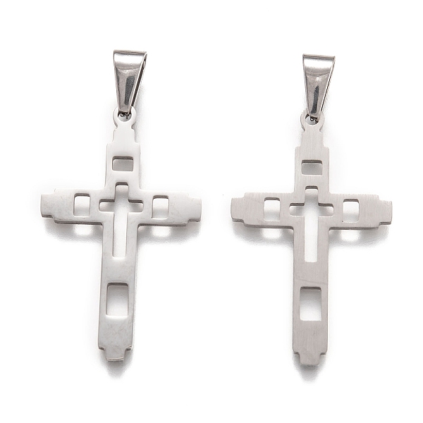

PandaHall 304 Stainless Steel Pendants, Cross, Stainless Steel Color, 41x24.5x1.5mm, Hole: 4x8.5mm 304 Stainless Steel Cross