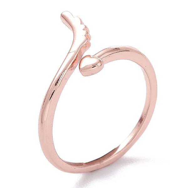 

PandaHall Brass Cuff Rings, Open Rings, Wing & Heart, Rose Gold, US Size 4, Inner Diameter: 14.9mm Brass