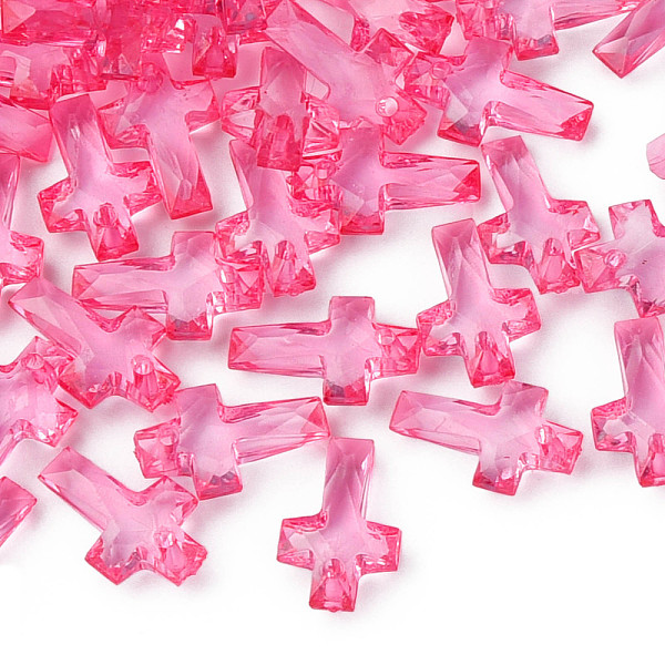 

PandaHall Transparent Acrylic Pendants, Faceted, Cross, Hot Pink, 16x10x4.5mm, Hole: 1.5mm, about 3300pcs/500g Acrylic Cross