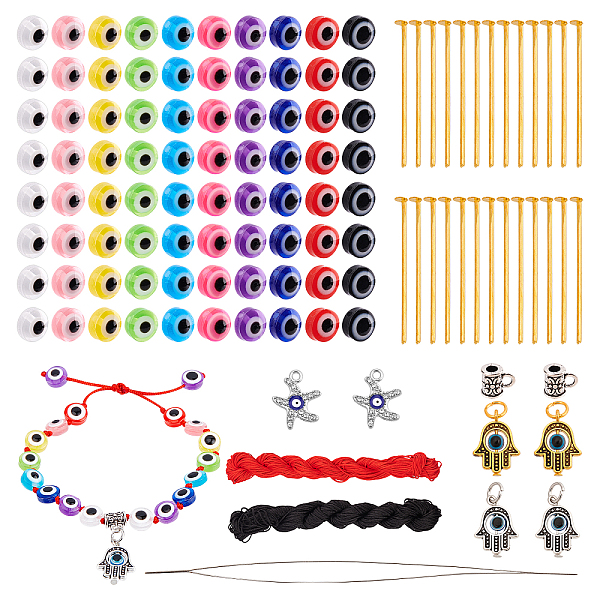 

PandaHall 477Pcs Evil Eye Beads Kit for DIY Jewelry Making, Including Evil Eye Resin Beads, Nylon Thread, Alloy Pendants & Tube Bails, Iron..., Multicolor