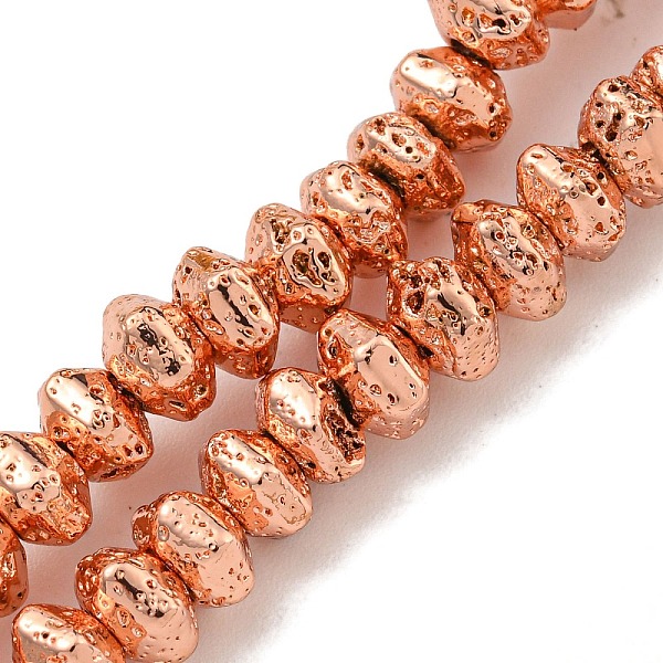

PandaHall Electroplated Natural Lava Rock Beads Strands, Hexagon, Rose Gold Plated, 6.5x5.5x4mm, Hole: 1mm, about 106pcs/strand, 15.75''...