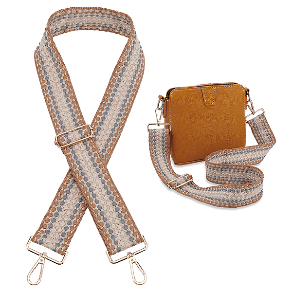 

PandaHall Polyester Adjustable Bohemian Style Bag Handles, Iron Swivel Clasp, Antique White, 75~130x4.8~5cm Polyester