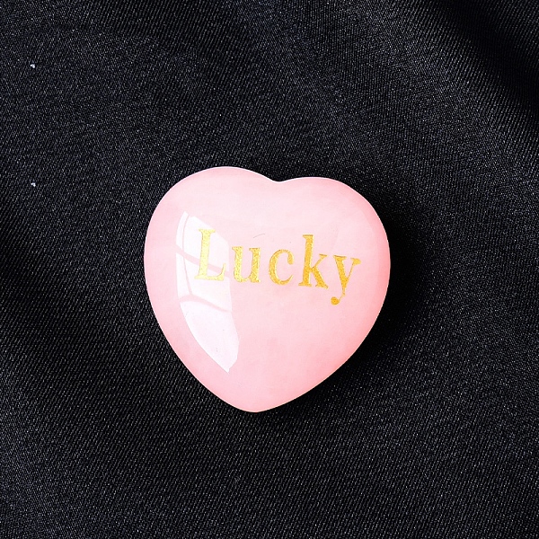 

PandaHall Natural Rose Quartz Healing Stones, Valentine's Day Engraved Heart Love Stones, Pocket Palm Stones for Reiki Ealancing, Word Lucky...