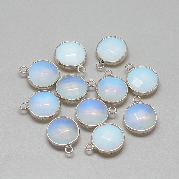 

PandaHall Opalite Pendants, with Brass Findings, Faceted, Flat Round, Platinum, Light Steel Blue, 19~21x15~16x6~7mm, Hole: 2mm Opalite Flat...
