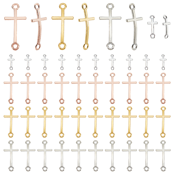 

PandaHall PH 48pcs Cross Pendant Links, 4 Style Cross Charms Double Loop Cross Links Alloy Connector Charms for Easter Christmas DIY...