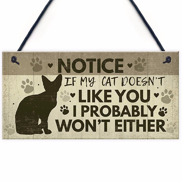 

PandaHall Wood Hanging Door Signs, Wall Decoration, Decorative Props for Indoor, Outdoor, Cat with Word Pattern, Light Yellow, 100x200mm...