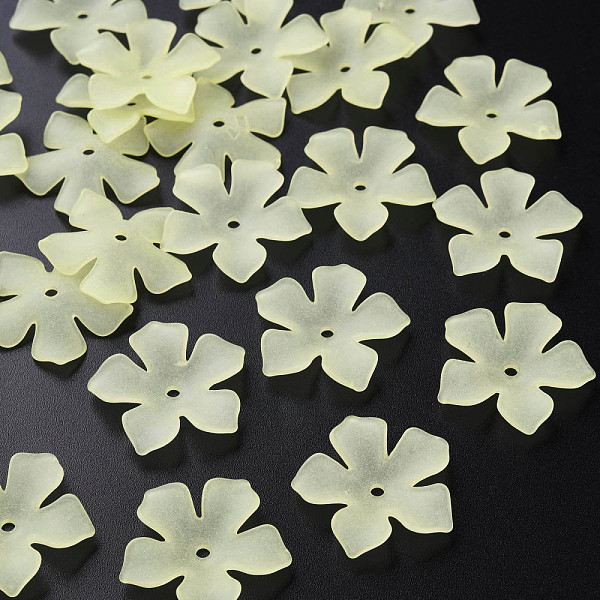 

PandaHall Transparent Acrylic Beads, Frosted, Flower, Champagne Yellow, 25.5x26.5x4.5mm, Hole: 2mm, about 900pcs/500g Acrylic Flower