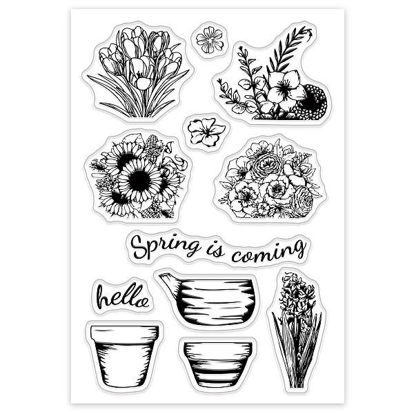 

PandaHall PVC Plastic Stamps, for DIY Scrapbooking, Photo Album Decorative, Cards Making, Stamp Sheets, Flower Pattern, 16x11x0.3cm Plastic...