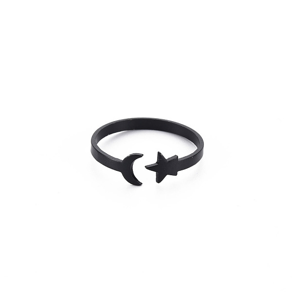 

PandaHall Men's Iron Cuff Finger Rings, Open Rings, Cadmium Free & Lead Free, Moon with Star, Electrophoresis Black, US Size 7 1/2(17.7mm)...