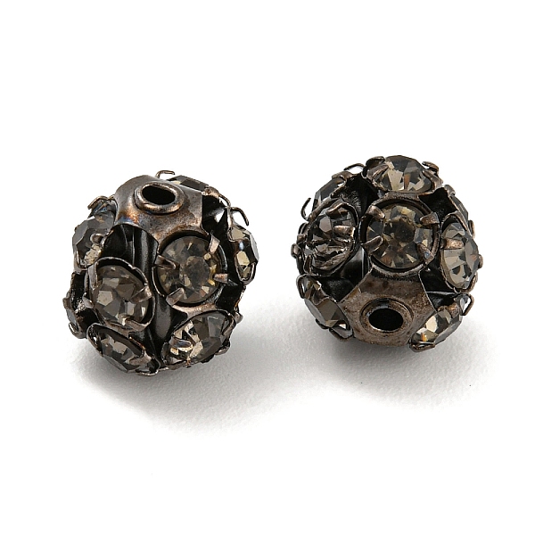 

PandaHall Gunmetal Brass Rhinestone Beads, Round, Black Diamond, 10x10x9.5mm, Hole: 1.2mm Brass+Rhinestone Round Gray