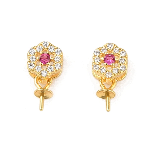 

PandaHall 925 Sterling Silver Micro Pave Cubic Zirconia Peg Bails Pendants, Flower, Hot Pink, 10.5x6x4mm, Hole: 2x4mm, Pin: 0.7mm Sterling...