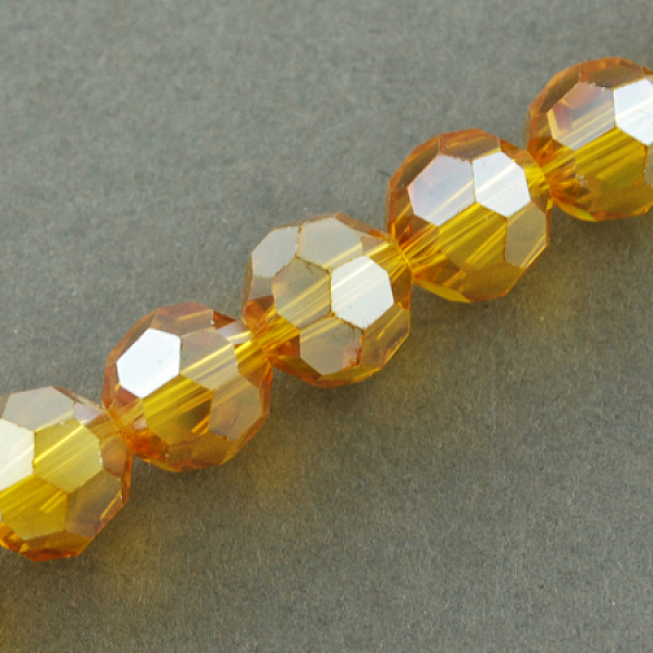 

PandaHall Electroplate Glass Beads Strands, AB Color Plated, Faceted, Round, Dark Goldenrod, 2x3mm, Hole: 0.5mm, about 200pcs/strand, 17.9..., Gold