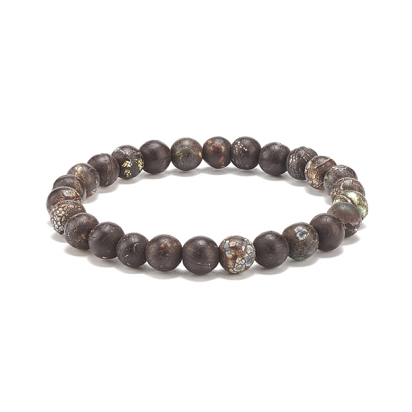 

PandaHall Round Natural Agate Stretch Beaded Bracelets, Inner Diameter: 2-1/8 inch(5.3cm), Beads: 8mm Natural Agate Black