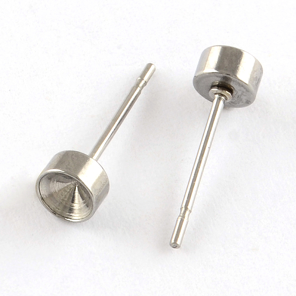 

PandaHall 201 Stainless Steel Stud Earring Settings, with 304 Stainless Steel Pins, Stainless Steel Color, Fit for 8mm rhinestone, 8mm, Pin...