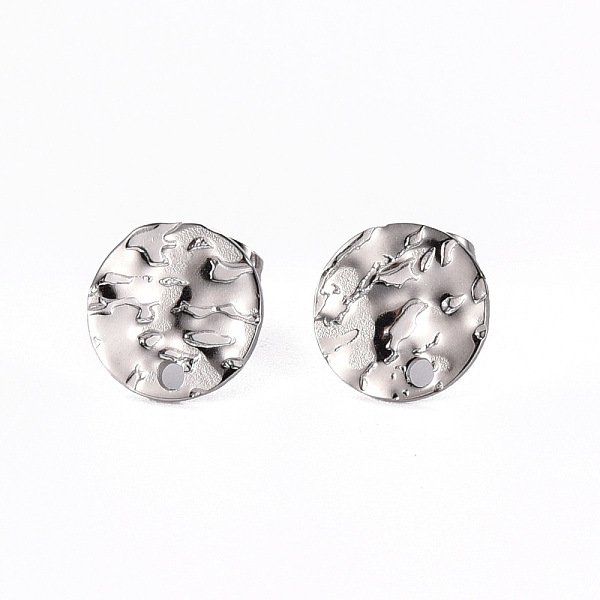 

PandaHall 304 Stainless Steel Stud Earring Findings, with Earring Backs, Flat Round, Stainless Steel Color, 10mm, Hole: 1.2mm, Pin: 0.8mm...