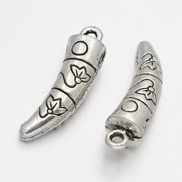 

PandaHall Tibetan Style Alloy Pendants, Tusk Shape, Antique Silver, 25x7x7mm, Hole: 2mm Alloy Horn