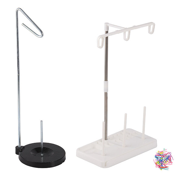 

PandaHall Fingerinspire 2 Sets Plastic & Stainless Steel & Iron Adjustable Embroidery Floss Bobbin Rack, with 1 Set Plastic Sewing Thread..., Multicolor