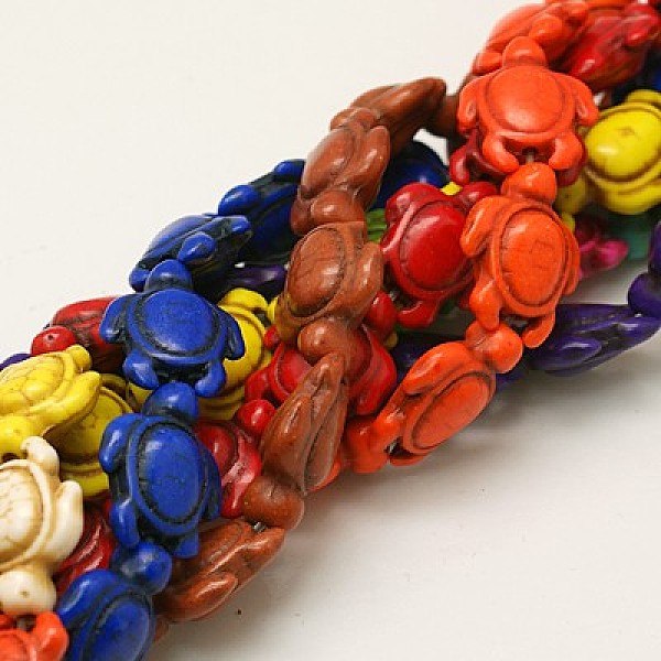 

PandaHall Synthetic Howlite Beads, Dyed, Turtle, Mixed Color, 17~18x13~14x6.5~7.5mm, Hole: 1mm, about 23pcs/strand, 15.04 inch(38.2cm)..., Multicolor