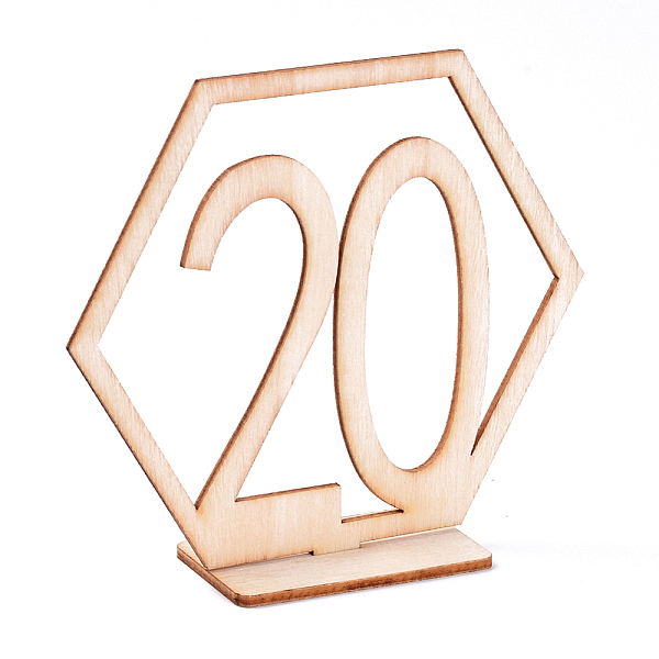 

PandaHall Wood Table Numbers Cards, for Wedding, Restaurant, Birthday Party Decorations, Hexagon with Number 11~20, Blanched Almond..., Orange