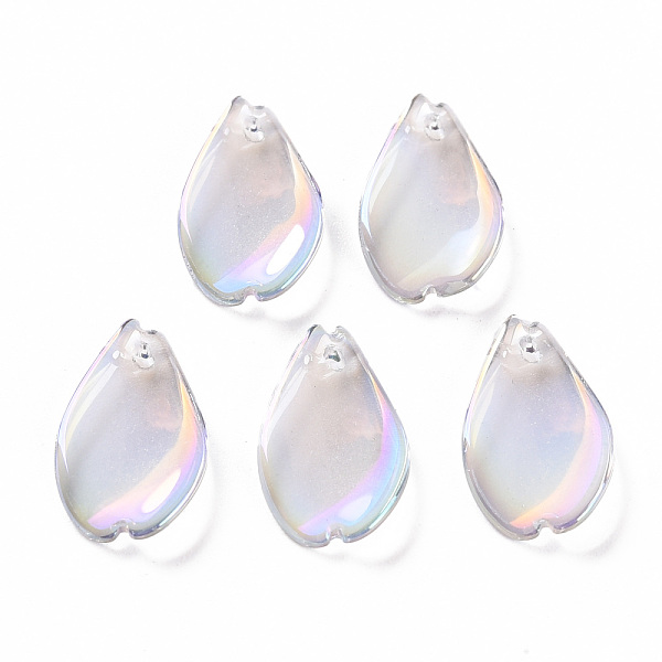

PandaHall Transparent Spray Painted Glass Pendants, AB Color Plated, Petaline, Gainsboro, 16x9.5x2mm, Hole: 1mm Glass Petaline Gray