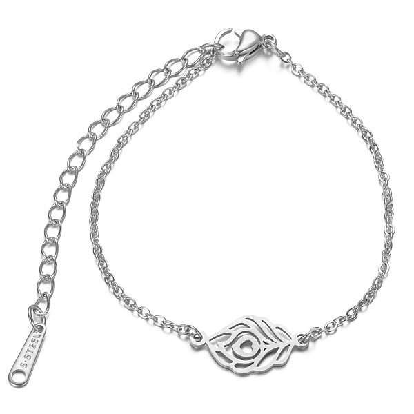 

PandaHall 201 Stainless Steel Link Bracelets, with Cable Chains and Lobster Claw Clasps, Feather, Stainless Steel Color, 6-1/8 inch~6-7/8...