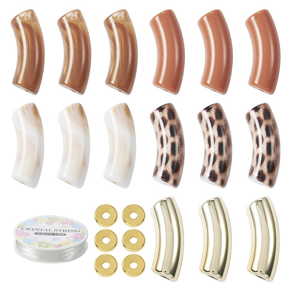 

PandaHall DIY Curved Tube Stretch Bracelet Making Kit, Including Acrylic & Brass Spacer Beads, Elastic Thread, Mixed Color, Beads..., Multicolor