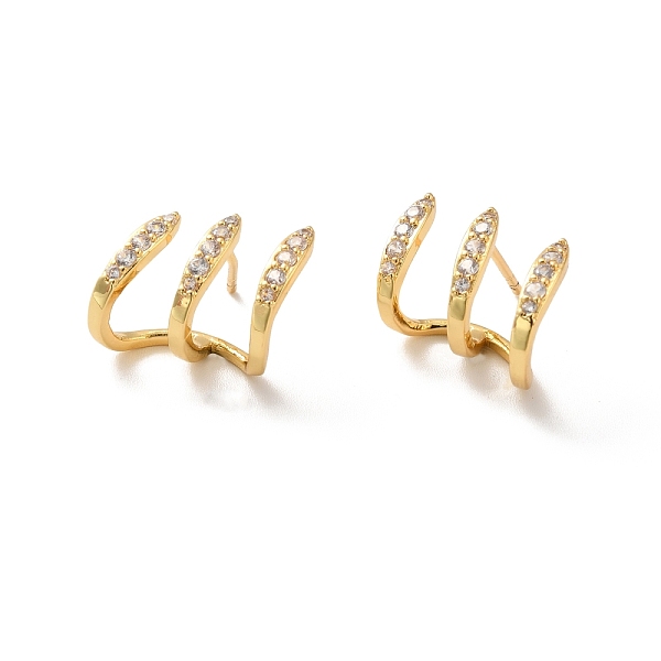 

PandaHall Clear Cubic Zirconia Claw Stud Earrings, Long-Lasting Plated Brass Jewelry for Women, Cadmium Free & Lead Free, Real 18K Gold...