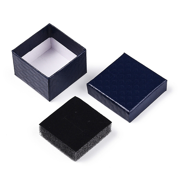 

PandaHall Square Cardboard Ring Boxes, with Sponge Inside, Prussian Blue, 2x2x1-3/8 inch(5x5x3.5cm) Paper Square