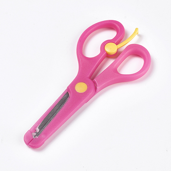 

PandaHall Stainless Steel and ABS Plastic Scissors, Safety Craft Scissors for Kids, Deep Pink, 13.5x6.2cm Stainless Steel Pink