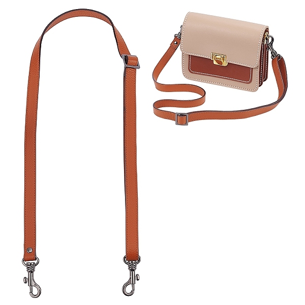 

PandaHall Leather Bag Strap, with Zinc Alloy Clasp, for Bag Replacement Accessories, Saddle Brown, 75.5~133.5x1.85cm Leather