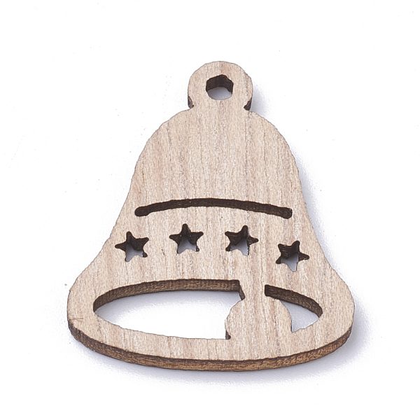 

PandaHall Undyed Wooden Pendants, Bell with Star, BurlyWood, 30.5x24.5x2mm, Hole: 2mm Wood Bell Orange