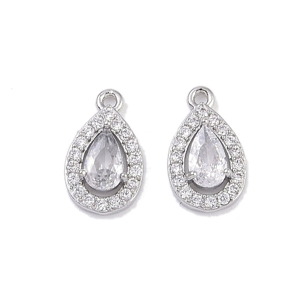 

PandaHall Brass Micro Pave Clear Cubic Zirconia Pendants, with Glass, Teardrop Charms, Real Platinum Plated, 10.5x6x3mm, Hole: 0.8mm...